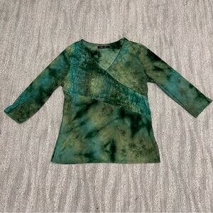 Only Nine Tie Dye Y2K Sequin Top V-Neck Boho Fairycore Women’s Size L